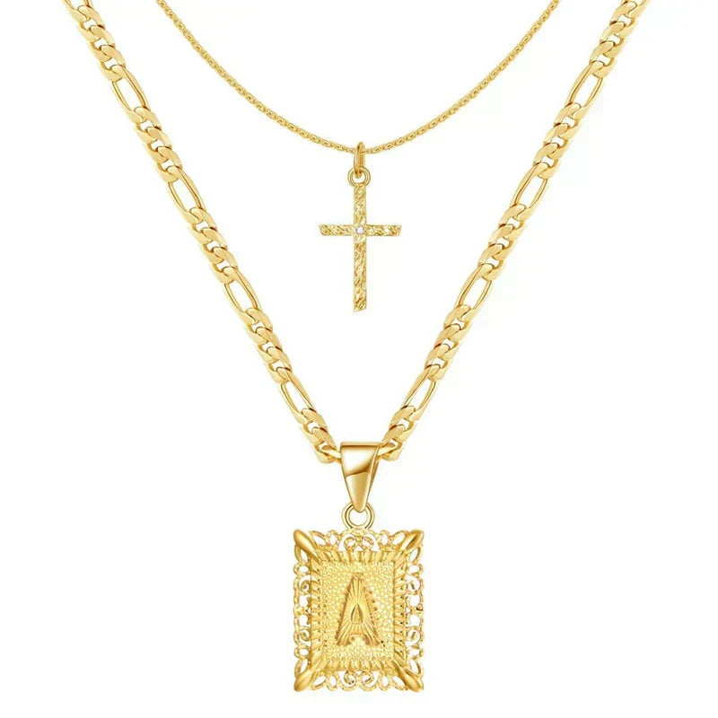 Cross Initial Halsketten-Set | Gold
