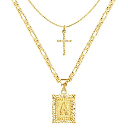 Cross Initial Halsketten-Set | Gold