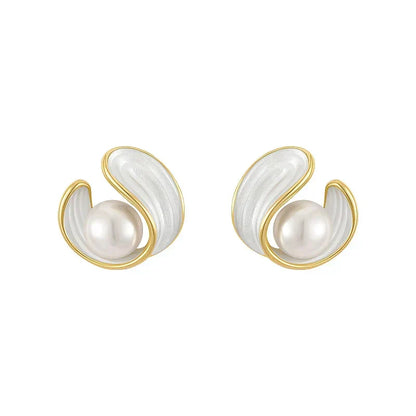 Gold Swirl Perle Ohrstecker