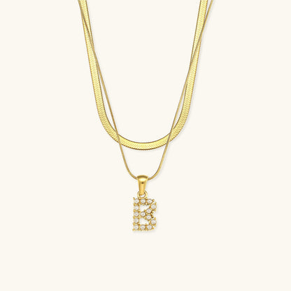 Fiona Layered Gold Initial Letter Halskette