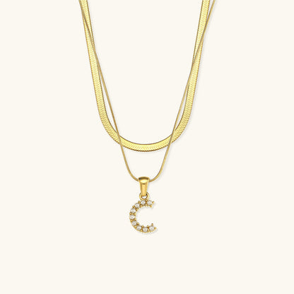 Fiona Layered Gold Initial Letter Halskette