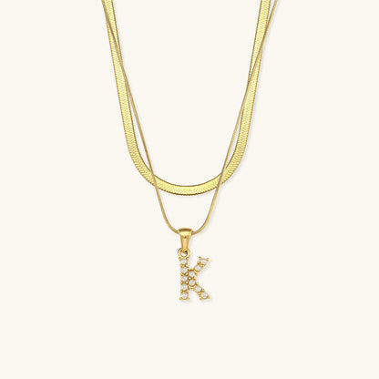 Fiona Layered Gold Initial Letter Halskette