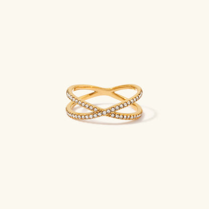 Nia Gold Diamant Cross Ring