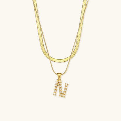 Fiona Layered Gold Initial Letter Halskette