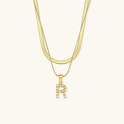 Fiona Layered Gold Initial Letter Halskette