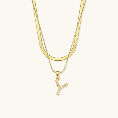 Fiona Layered Gold Initial Letter Halskette
