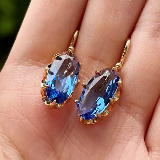 Golden Blue Bloom Ohrringe | Gold